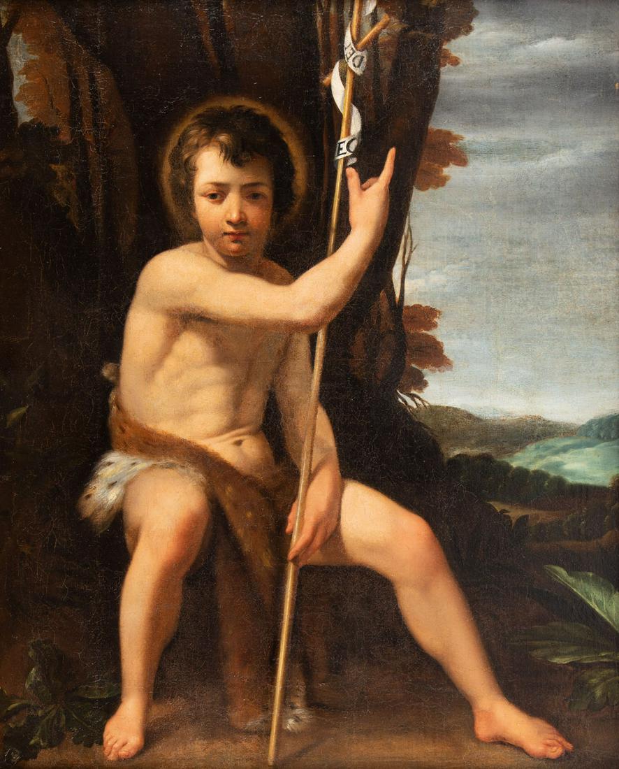 Nicolas Régnier, attributed (1591 - 1667), Saint: Nicolas Régnier, attributed (1591 - 1667), Saint John the Baptist oil/canvas, 109 x 88.5 cm, attribution made by dr. Hauke Hansen from Hamburg; painting undergone the pigment analysis made by pro