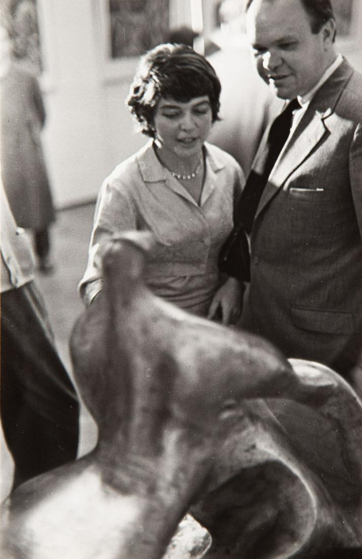 Tadeusz Rolke b. 1929) Alina Szapocznikow and: Tadeusz Rolke b. 1929) Alina Szapocznikow and Aleksander Kobzdej, 1957, gelatin-silver print/baryta paper, 22 x 14.5 cm sheet) dated and described on the reverse: 'ZACHETA 1957 | Alina Szapocznikow |