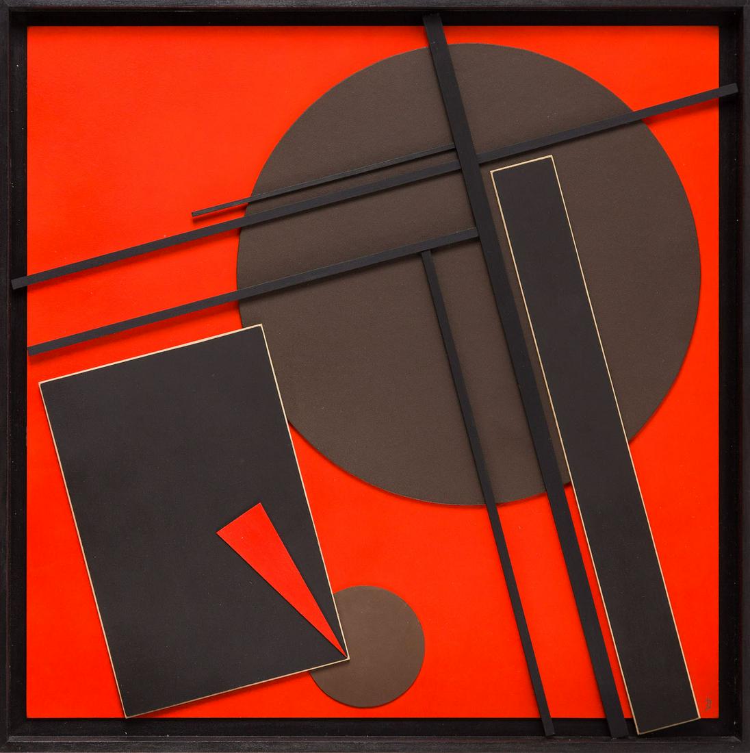 Ireneusz Jankowski, , "Red I", 2019, mixed media/board,: Ireneusz Jankowski, , "Red I", 2019, mixed media/board, 65 x 65 cm, signed lower right with the author's monogram, signed, dated and described on the reverse: 'IRENEUSZ JANKOWSKI | Technika mieszana |