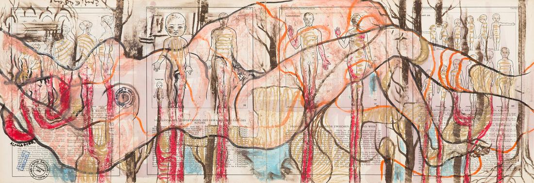 Artur Zmijewski Pawel Althamer , Untitled III, from the: Artur Zmijewski Pawel Althamer , Untitled III, from the series: "Conversations", 2019, collage, mixed media/cardboard, 33.7 x 75.5 cm, signed in the composition, author's seals in the composition NOTE