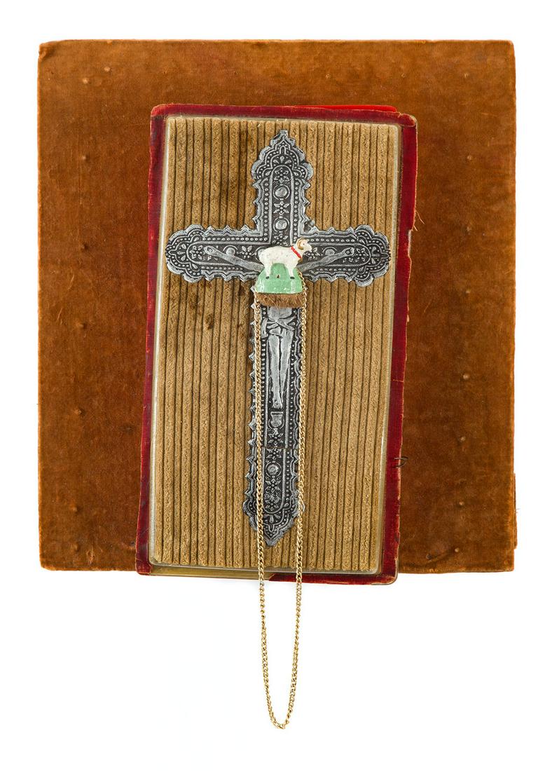 Wladyslaw Hasior (1928 - 1999) "Shrine", 1971,: Wladyslaw Hasior (1928 - 1999) "Shrine", 1971, assemblage, technika mieszana/glass, metal, synthetic material, fabric, cardboard, 47.5 x 43 x 15 cm, signed and dated on the reverse: 'H.W. 71.', inside