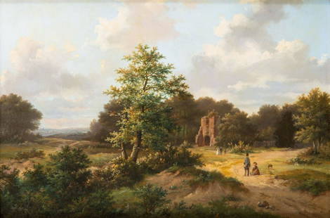 Hendrik Pieter Koekkoek (1843 - 1927), Landscape with: Hendrik Pieter Koekkoek (1843 - 1927), Landscape with ruins, 1868, oil/lined canvas, 41 x 62 cm, sygnowany p.d.: 'H. P. Koekkoek', na odwrociu opisy numeryczne, In addition to the hammer price, the su