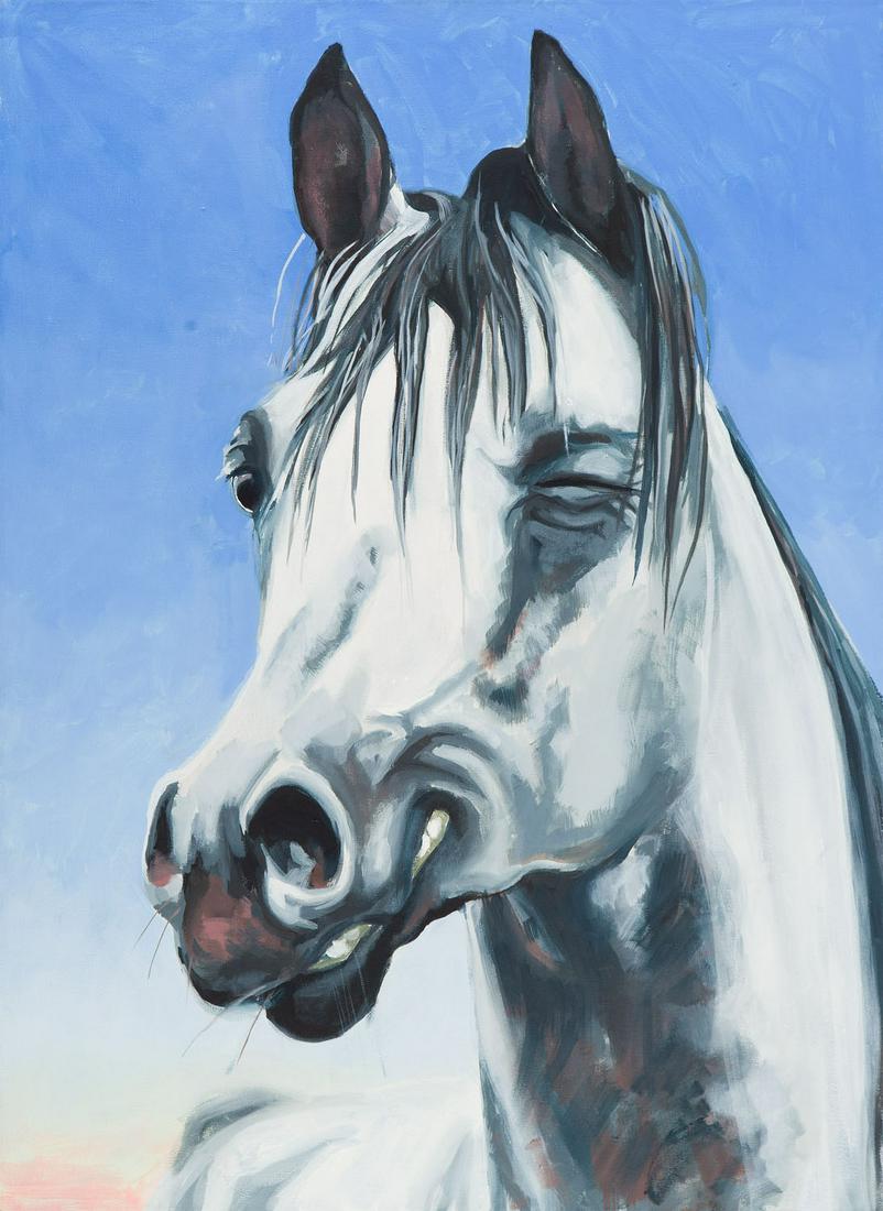 Zbigniew Rogalski (b. 1974) Horse (calendar series),: Zbigniew Rogalski (b. 1974) Horse (calendar series), 2000; oil/canvas, 100 x 73 cm; signed and dated on the reverse: 'ZBYSZEK | ROGALSKI | 2000'; NOTE: - In addition to the hammer price, the successfu