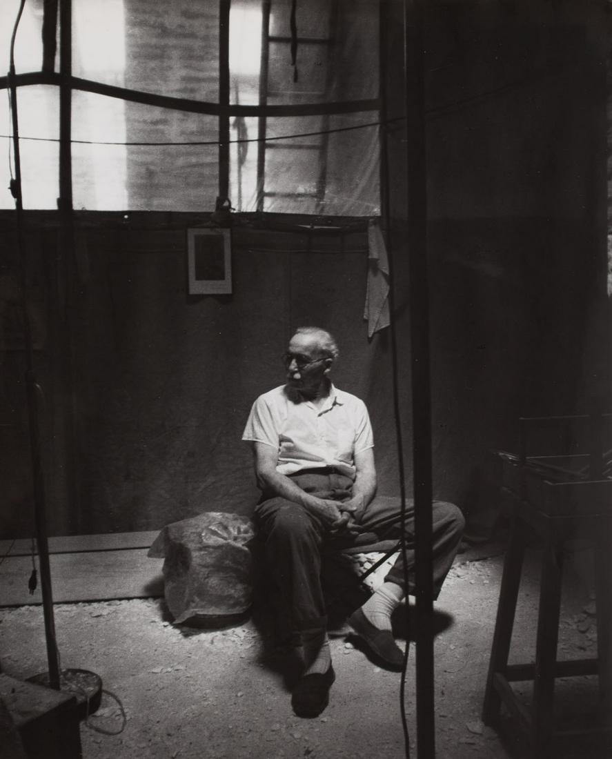 Eustachy Kossakowski (1925 - 2001) August Zamoyski in: Eustachy Kossakowski (1925 - 2001) August Zamoyski in the studio, 1968; gelatin-silver print/baryta paper, 30 x 23 cm (sheet); dated and described on the reverse: 'Zamoyski w pracowni | w St. Clar 196
