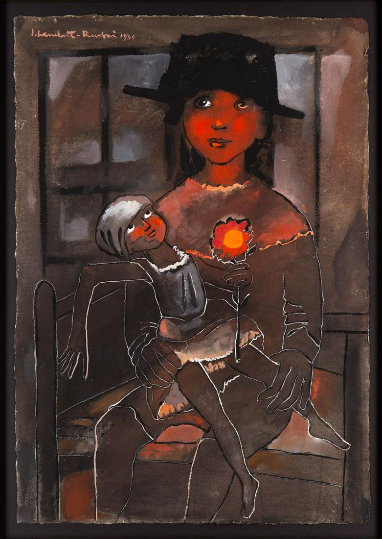 Jean Lambert-Rucki (1888 - 1967), Soul of the dolls,: Jean Lambert-Rucki (1888 - 1967), Soul of the dolls, 1930, gouache/paperboard, 56 x 39 cm, signed and dated upper right: 'J. Lambert Rucki 1930', , - In addition to the hammer price, the successful bi