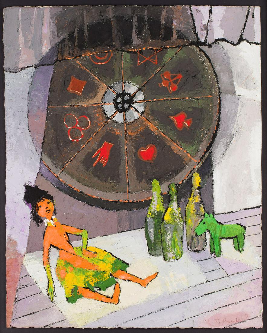 Jean Lambert-Rucki (1888 - 1967): (1888 - 1967) Lottery ("La loterie") 1933 oil on paperboard 45 x 56 cm signed and dated lower right: 'Lambert Rucki 1933' i2 - In addition to the hammer price the successful bidder agrees to pay us a