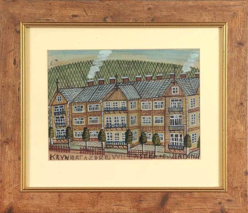 Nikifor Krynicki (1895 Krynica - 1968 Krynica) Wil: Nikifor Krynicki (1895 Krynica - 1968 Krynica) Willa w Krynicy watercolor, gouache/paper, 17 x 23,5 cm (passe-partout)