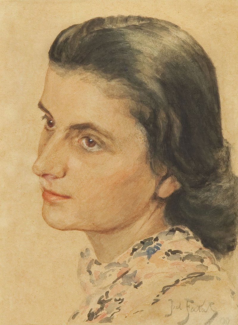 Julian Falat (1853 Tuliglowy - 1929 Bystra) Young girl,: Julian Falat (1853 Tuliglowy - 1929 Bystra) Young girl, 1909 watercolor/paper, 23,5 x 16,5 cm (passe - partout) signed and dated r.b.: 'Jul. Falat | 09' OPINIONS: Tadeusz Mainkczak, 1989