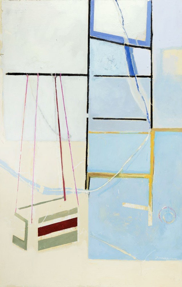 Monika Juroszek b. 1991 , Wisla See-saw, 2012: Monika Juroszek b. 1991 , Wisla See-saw, 2012 acrylic, oil/masonite, 130 x 83 cm signed r.b.: 'JUROSZEK 2012' described backside: 'MONIKA | JUROSZEK | II GW'