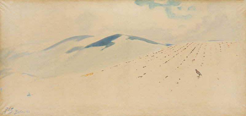 Julian Falat (1853 Tuliglowy - 1929 Bystra) Landscape: Julian Falat (1853 Tuliglowy - 1929 Bystra) Landscape from Bystra, 1921, watercolor on paper, 69,5 x 147 cm, signed: 'JFalat | Bystra 1921'