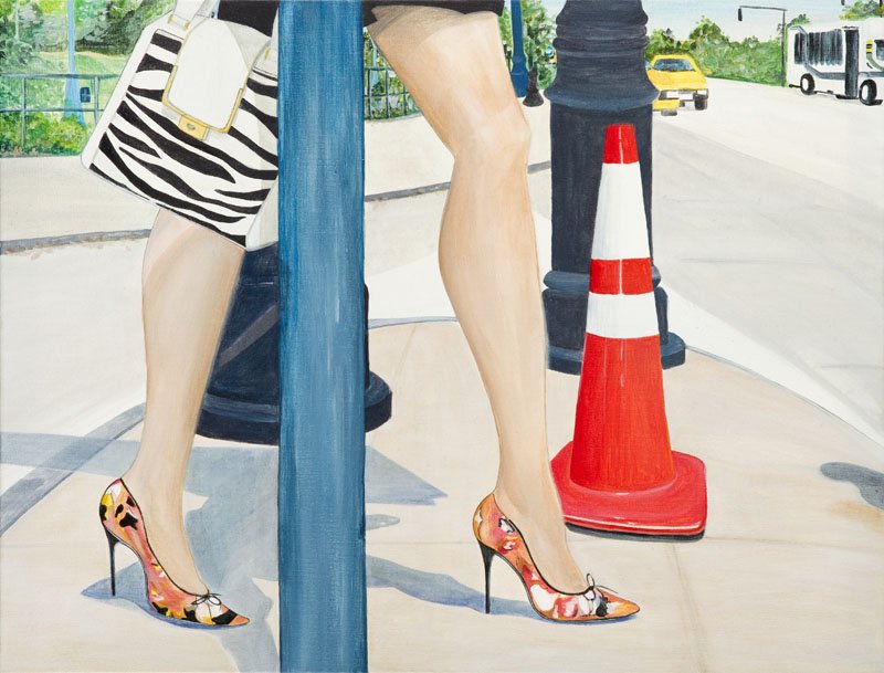Agata Strzelecka (b. 1989, Warsaw) Heels at the street,: Agata Strzelecka (b. 1989, Warsaw) Heels at the street, 2013, acrylic/canvas, 50 x 65 cm, describe backsite: 'A. Strzelecka Heels at the street 2013'
