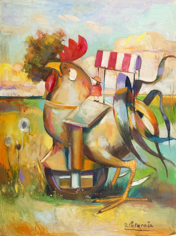 David Pataraia (b. 1971),Rainbow cock,oil/board, 80 x (1 of 1)