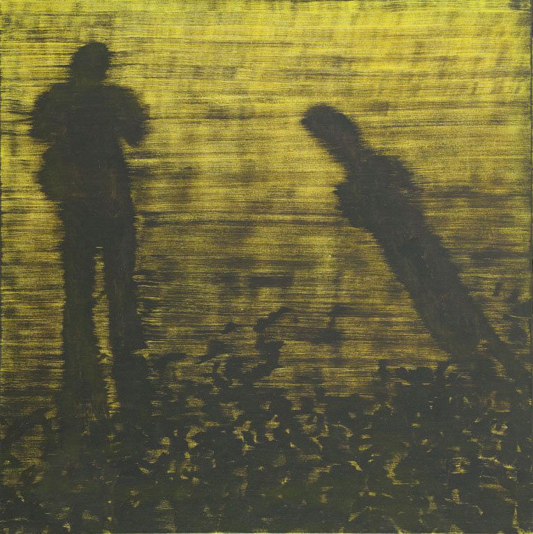 Bartek Materka (b. 1973) "On the Beach"; oil on canvas,: Bartek Materka (b. 1973) "On the Beach"; oil on canvas, 100 x 100 cm, signed and dated on the stretcher, by pencil: 'BM 100'; EXHIBITED: - "Portret Wlasny", Galeria Okna, CSW Zamek Ujazdowski Gallery,