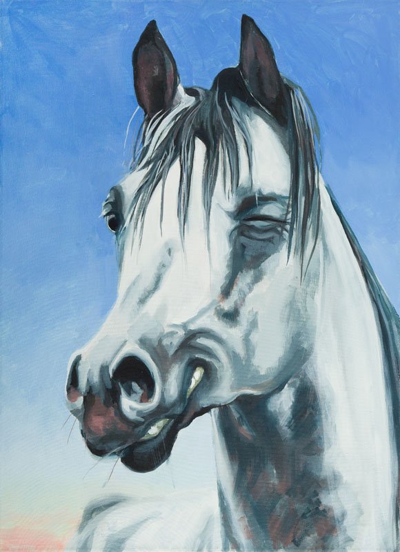 Zbigniew Rogalski (b. 1974) Horse (Calendar Series),: Zbigniew Rogalski (b. 1974) Horse (Calendar Series), 2000; oil on canvas, 100 x 73 cm, signed and dated on the reverse: 'ZBYSZEK | ROGALSKI | 2000'; PROVENANCE: - Christie's Amsterdam Auction House, 2
