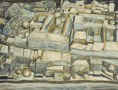 Adam Adach (b. 1962) ''Stadtplan (Basel No. 9)'', 2005,: Adam Adach (b. 1962) ''Stadtplan (Basel No. 9)'', 2005, oil on board, 81 x 105 cm, signed, dated and described on the reverse: 'SN 7944-AZOZ69 | Adam ADACH | Paris 2005 | ''Stadtplan (Basel No 9'' ';