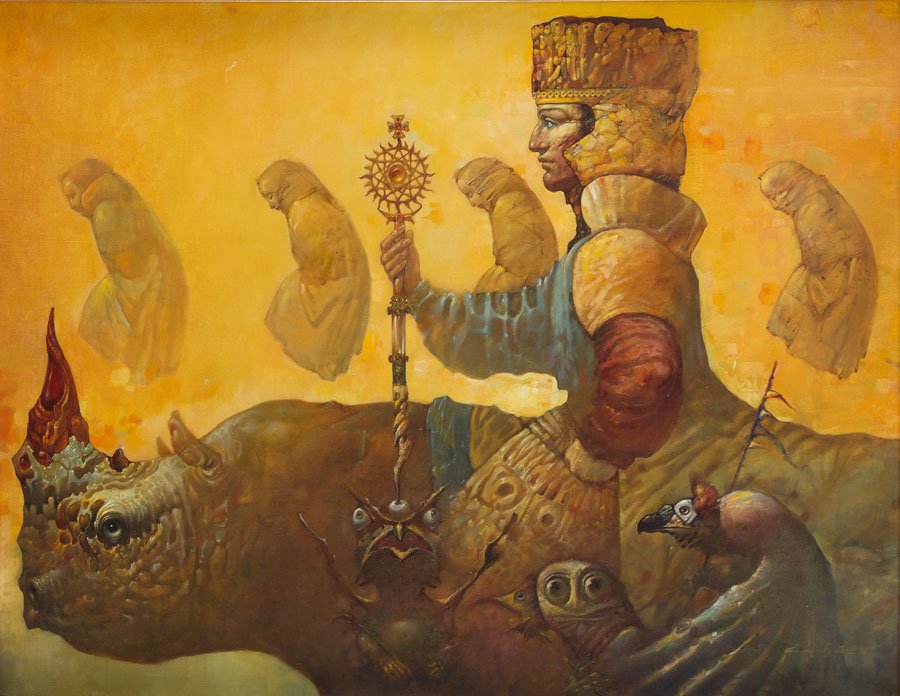 Artavazd Talalyan, (b. 1965), The King I, 2001 oil on: Artavazd Talalyan, (b. 1965), The King I, 2001 oil on canvas, signed and dated lower right: 'Artavazd Talalyan 2001',signed, dated and described on the reverse in Armenian NOTE: - To this lot we apply
