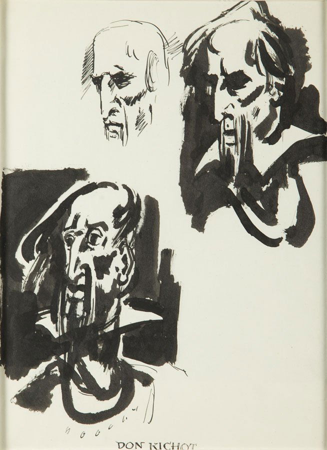 Andrzej Kurkowski (b. 1927), "Don Kichot",ink on paper, (1 of 3)
