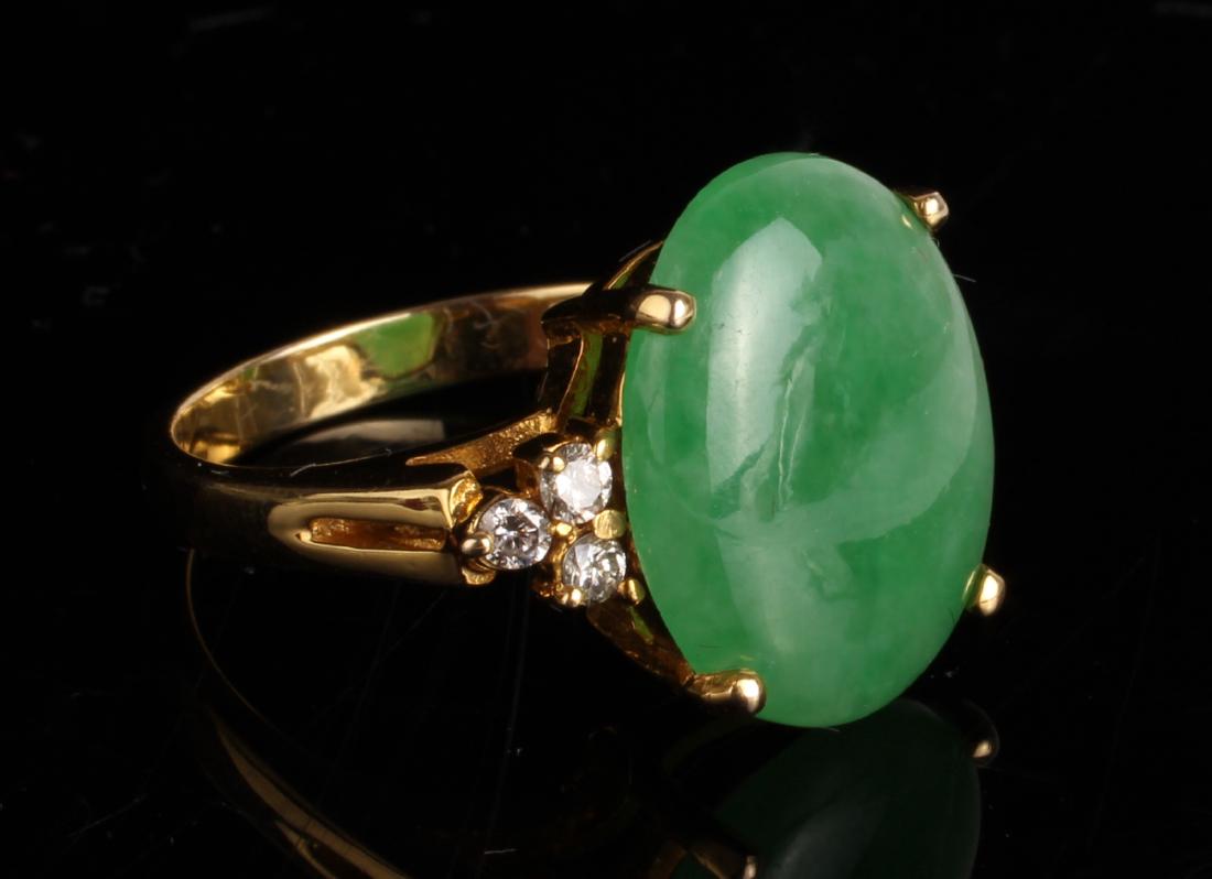 Jadeite Round Ring w/ Diamond & 14K Gold (1 of 3)