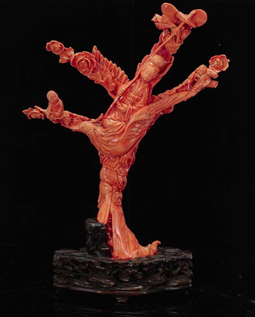 19th C. Large Red Coral Carving of Lady (1 of 10)