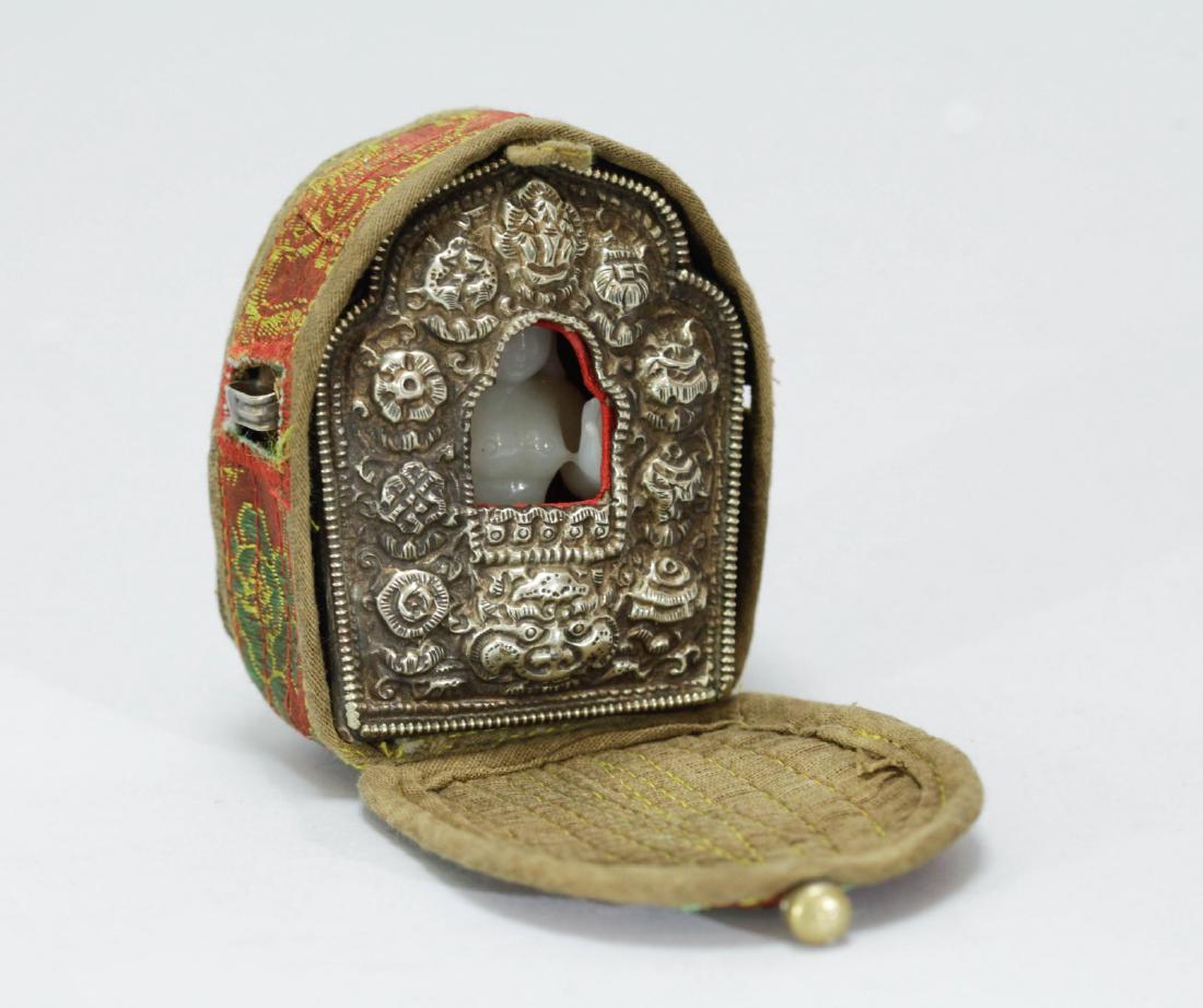 Tibetan Shaw Box w/ White Jade Buddha (1 of 7)