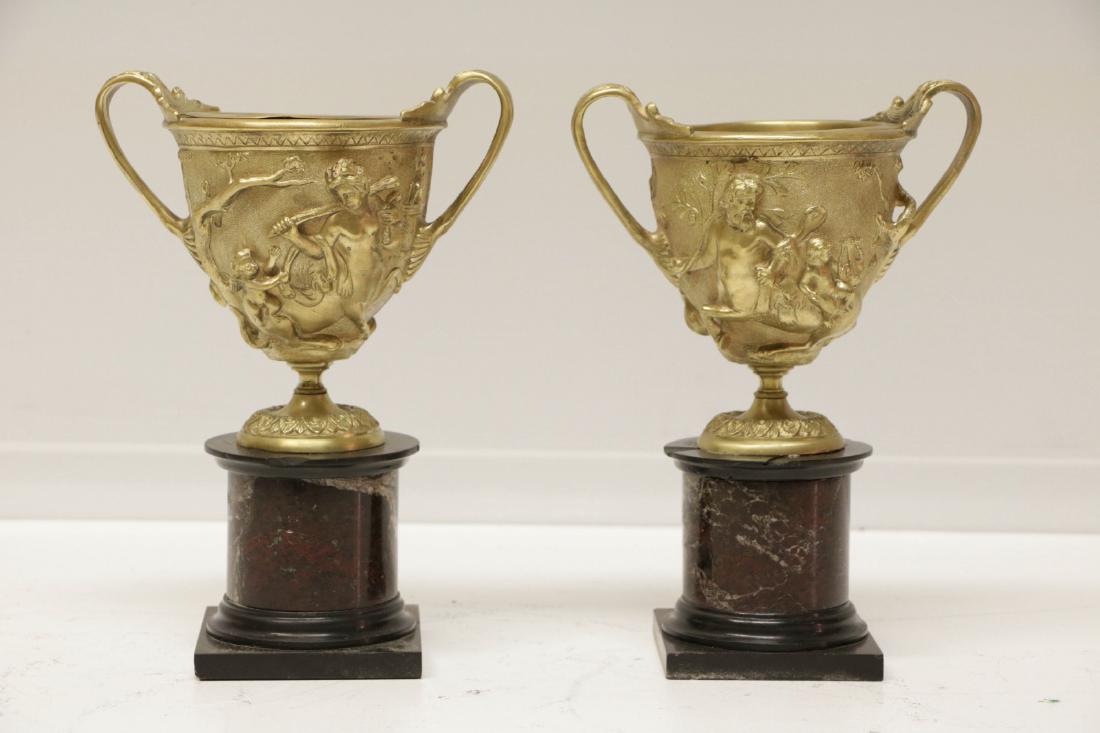 Pair of European Bronze Cups: Pair of European Bronze Cups Dimension: 9.5 by 7 inches