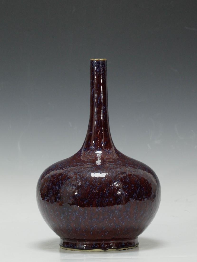 Chinese Ox-blood Blue Glazed Vase: Chinese Ox-blood Blue Glazed Vase Condition: good overall Dimension: 13 1/2 inches height