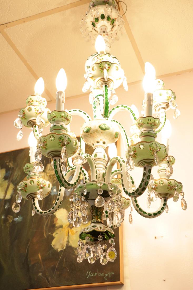 10 Lights Bohemian 1940's Green Crystal Chandelier (1 of 10)