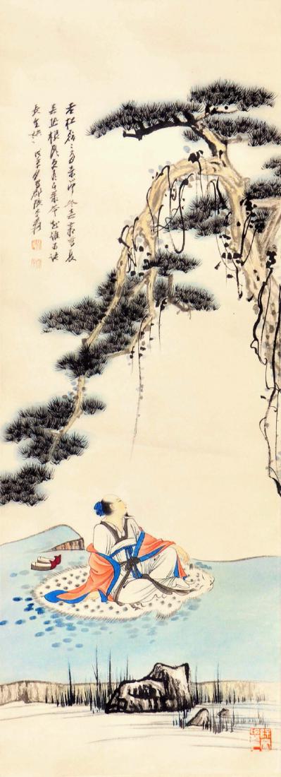 Chinese Ink/Color Painting on Scroll, Signed (1 of 1)