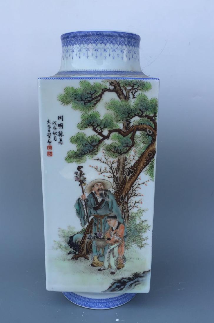 Chinese Famille Rose Porcelain Square Vase (1 of 8)
