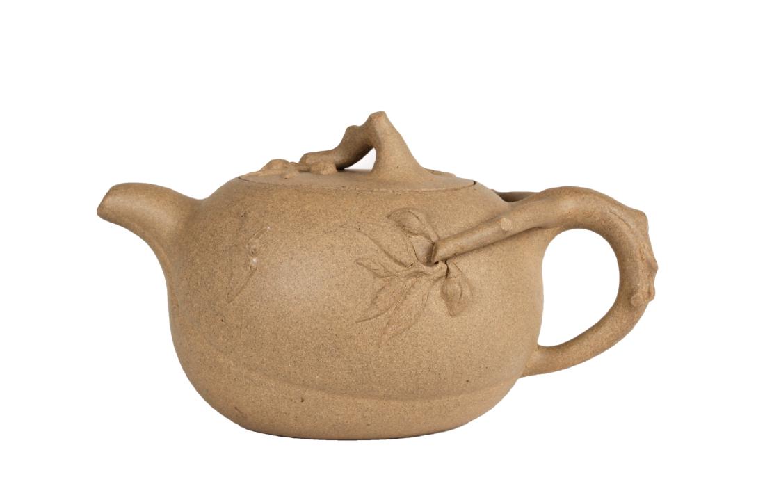 Late 19th C. Light Color Yixing Zisha Teapot w/Bat (1 of 6)