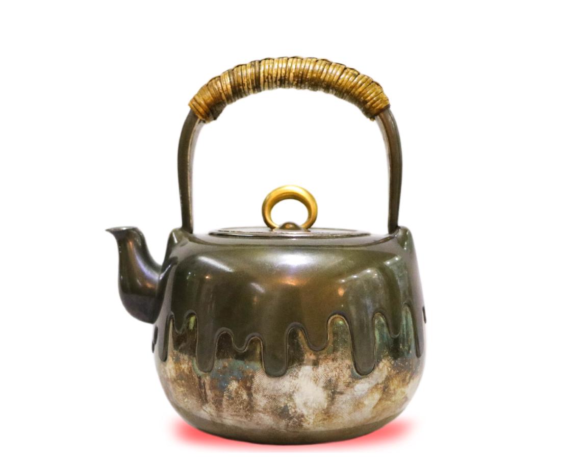 Japanese MeiJi Pd. Bronze Overlaid Silver Teapot (1 of 14)