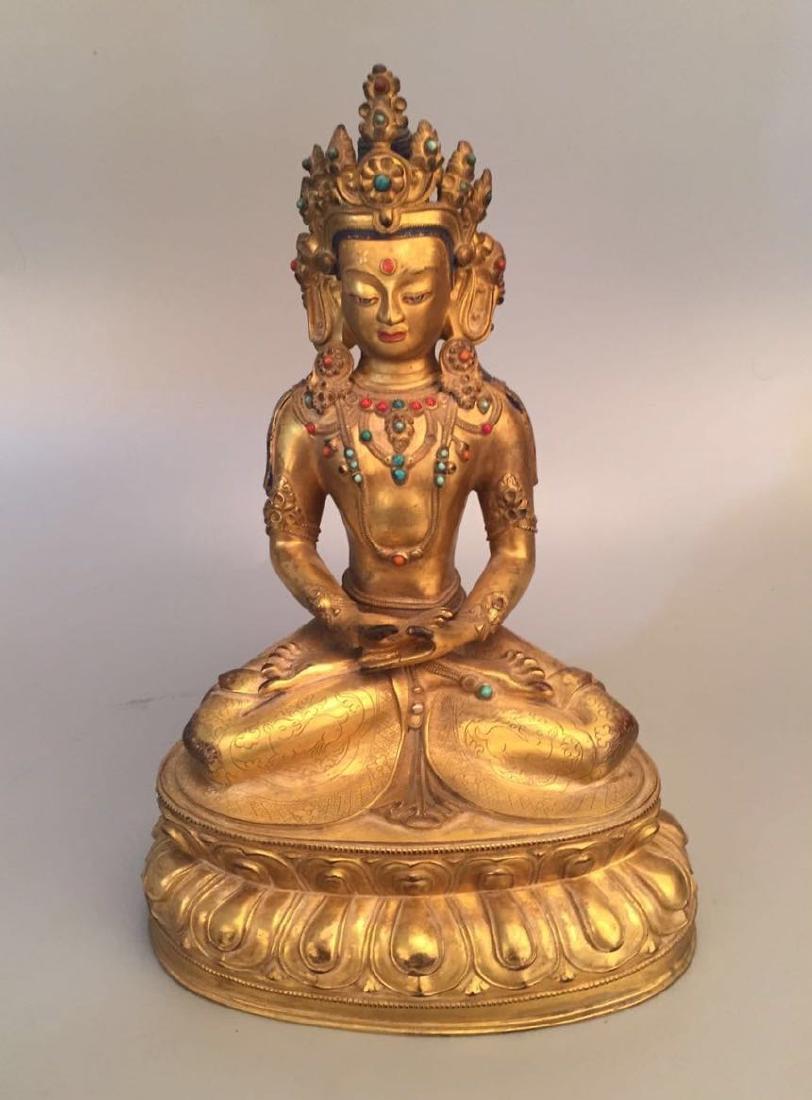 Chinese Gilt Bronze Seating Buddha (1 of 6)