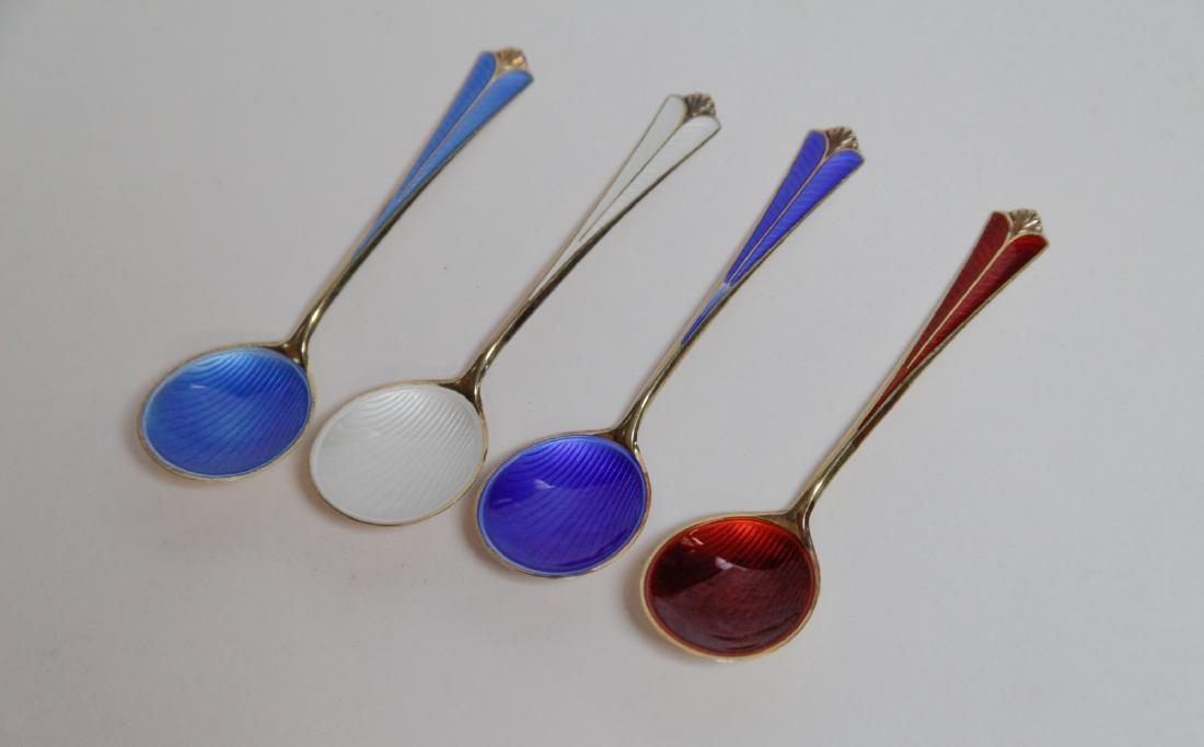 4 Pieces of Russian Enamel Silver Spoons, Marked (1 of 5)