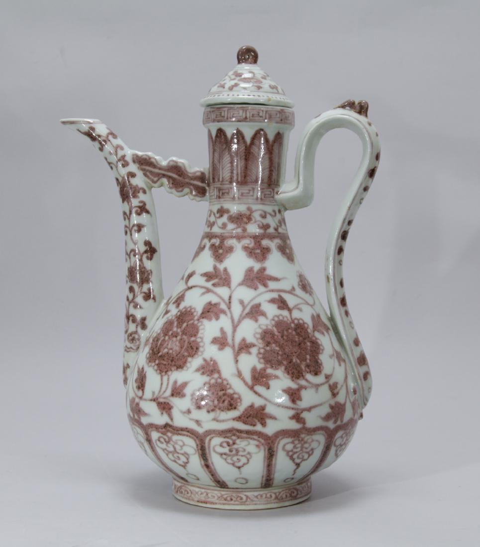 Chinese Copper Red Porcelain Teapot (1 of 8)