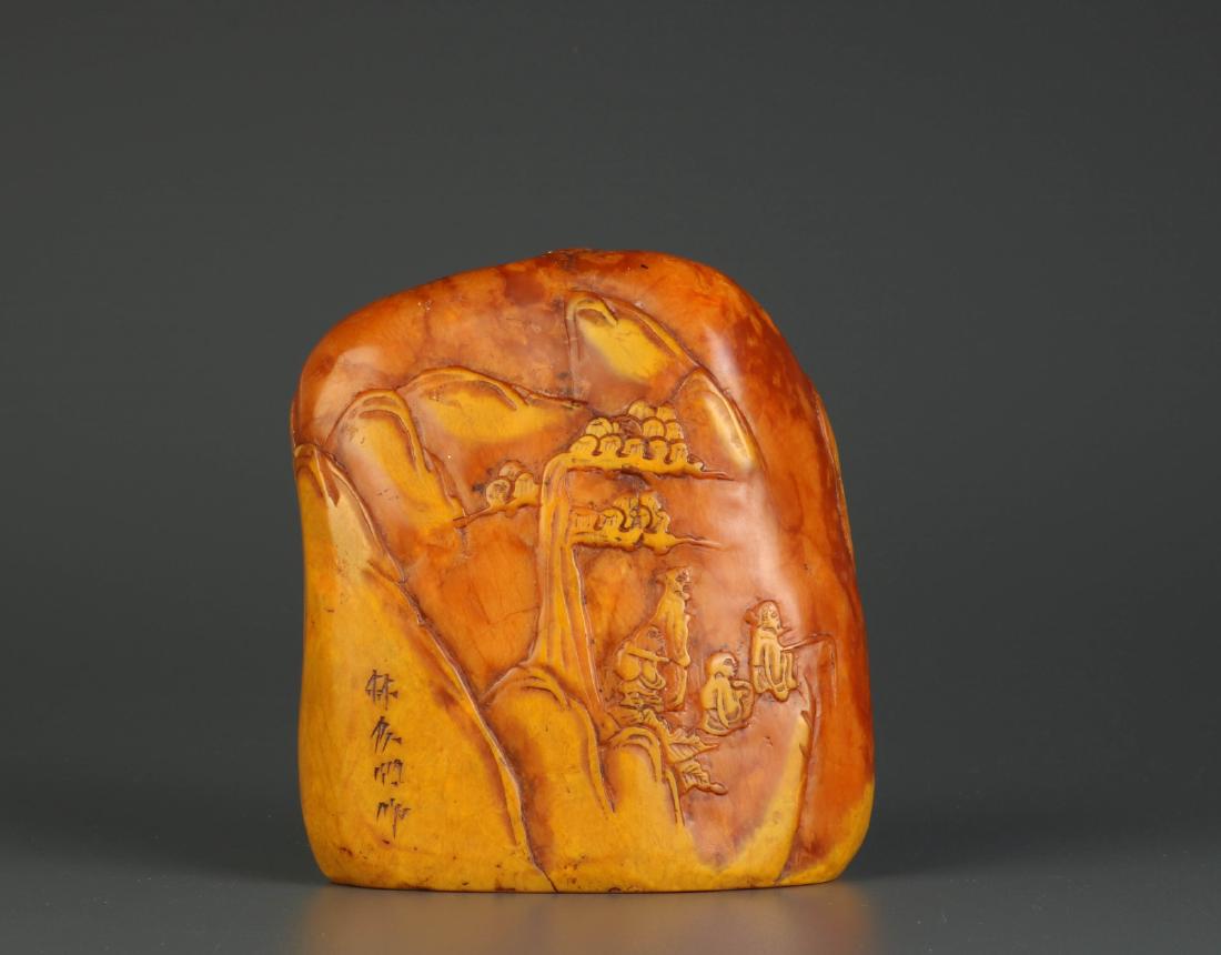 Chinese Carved Soapstone Boulder Seal (1 of 7)