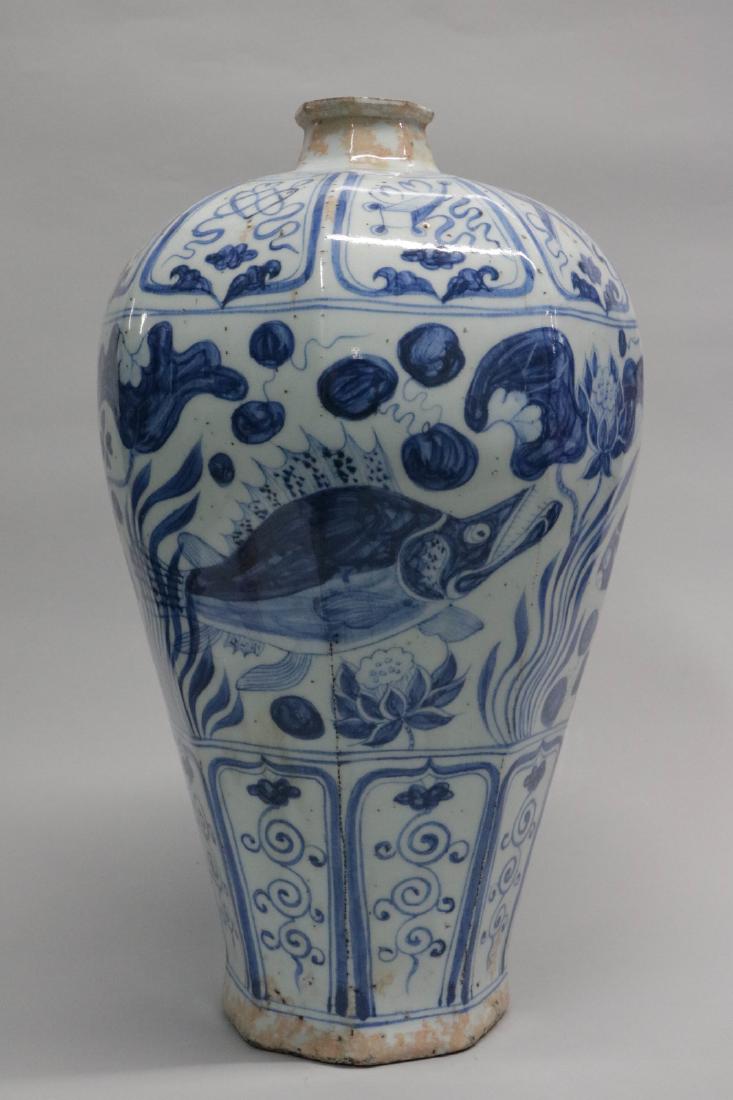 Chinese Blue/White Porcelain Vase, Fish and Lotus (1 of 8)
