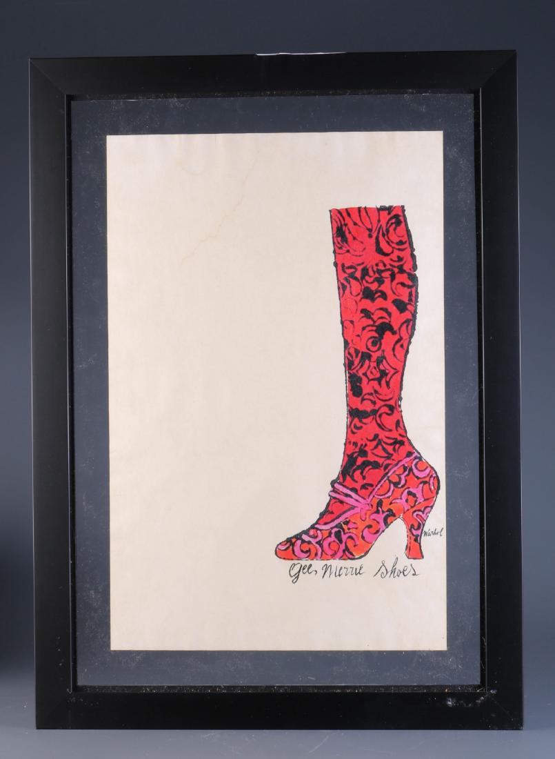 Hand Colored Lithograph by Warhol "Gee Merrie Shoe (1 of 7)