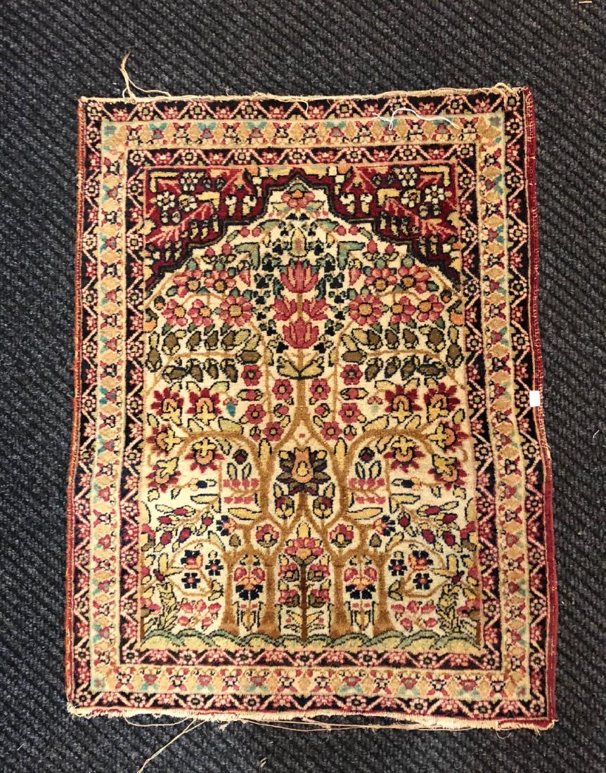 Persian Rectangular Small Rug From "Lavar": Persian Rectangular Small Rug From "LavarL Meaning Pattern "The Tree of Life and Prayer Design for Bowing Red Color Condition: good overall Dimension: 31 by 24 inches