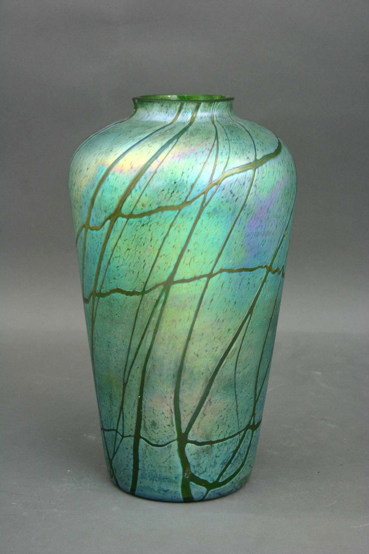 Art Glass Vase Signed Loetz very good condition 14: Art Glass Vase Signed Loetz very good condition 14.5" high