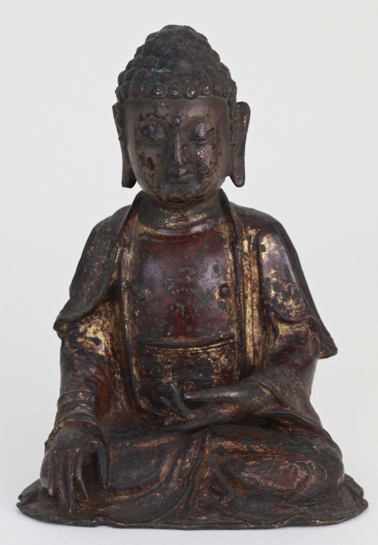 Chinese Ming Gilt Seating Buddha: Chinese Ming gilt seating Buddha Dimension: 7 1/2"H x 5 3/4"L x 3 1/4"W