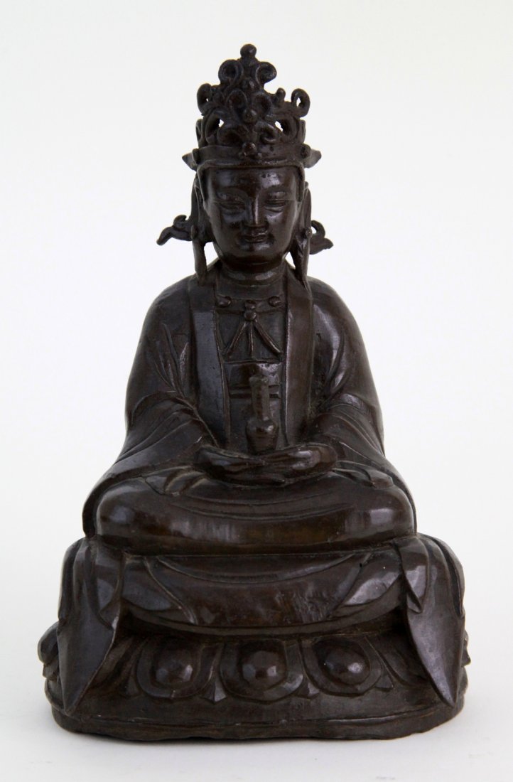 Chinese Bronze Seating Buddha: 19th century Chinese bronze seating Buddha Dimension: 8"H x 5"L x 3 1/2"W
