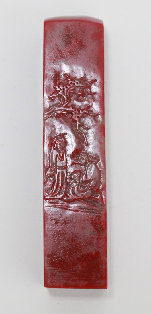 Chinese Chicken Blood Soapstone Seal: Chinese chicken blood soapstone seal Dimension: 4 1/4"L