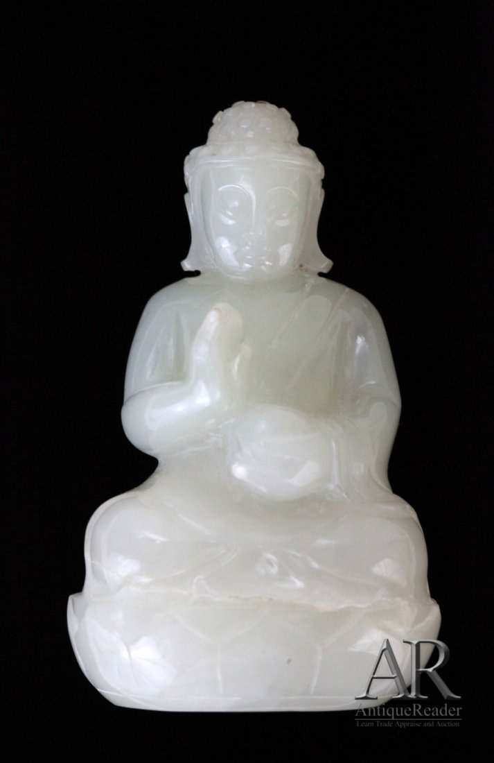 Chinese Jade Carved Seating Buddha: Chinese jade carved seating Buddha Dimension: 3 1/2"H