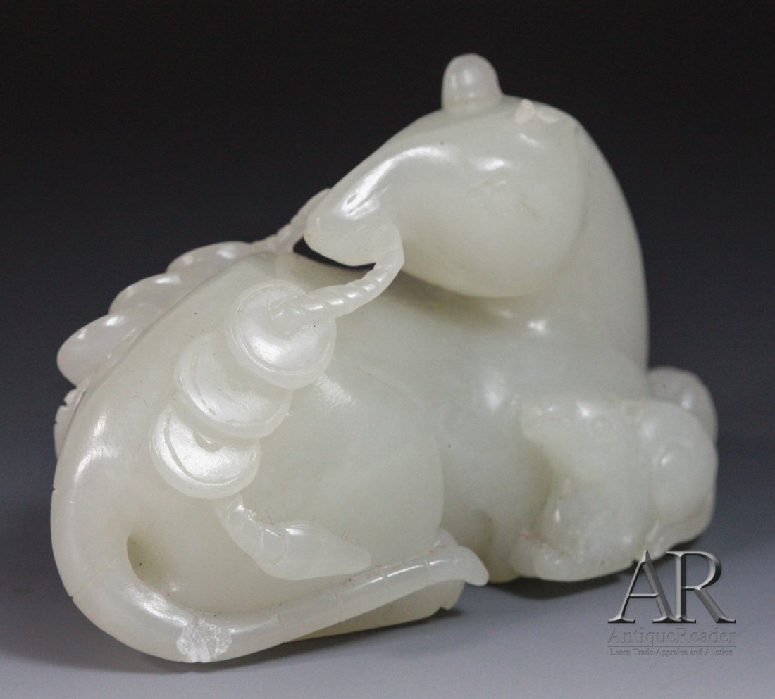 Chinese White Jade Horse Back Head with Younger: Chinese White Jade Horse Back Head with Younger Dimension: 2 5/8"L x 1 1/4"W x 1 5/8"H