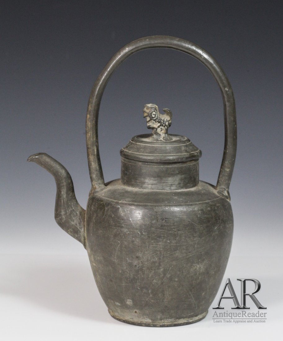 Chinese Tin Teapot: Chinese Tin Teapot Dimension: 8"H x 6"W