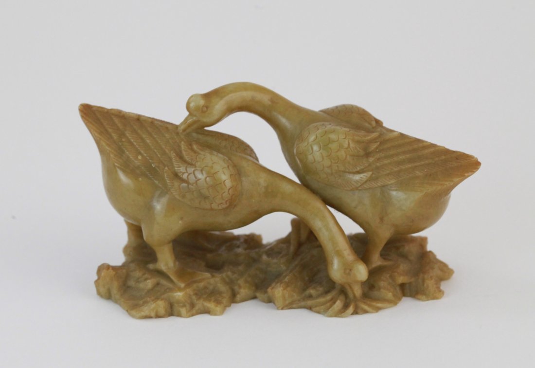 Chinese Soap Stone Carved Goose Rest: Chinese soap stone carved goose rest Dimension: 4 1/2"L x 2 1/2"H