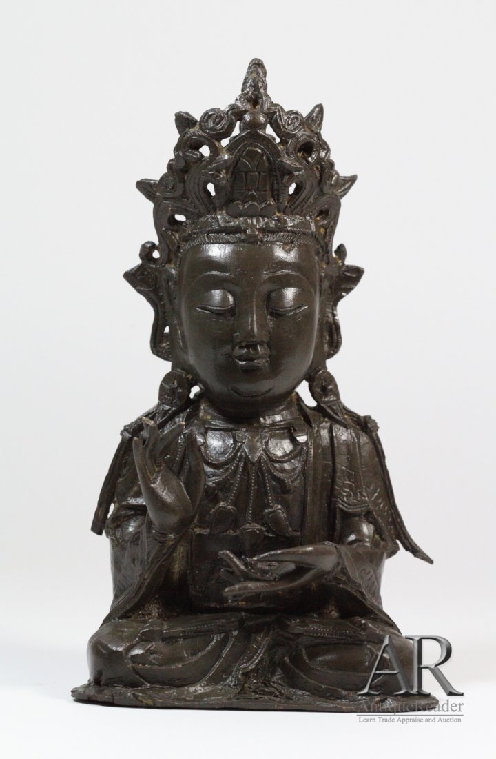 Chinese Ming Bronze Seating Buddha: Chinese Ming Bronze Seating Buddha Dimension: 8 3/4"H x 5"W