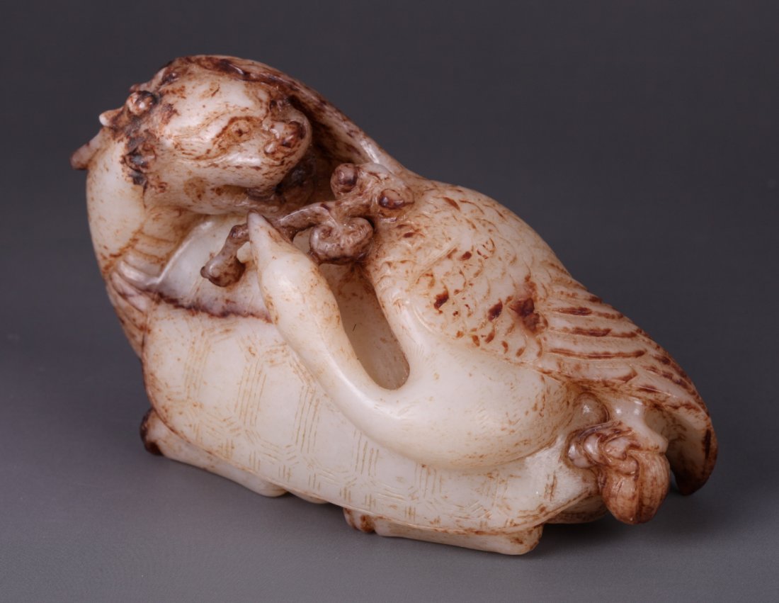 Chinese Soapstone Beast and Goose: Chinese Soapstone Beast and Goose Dimension: 3 5/8"L