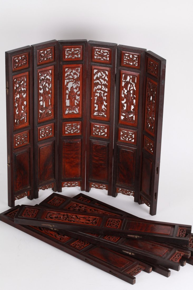 Chinese Boxwood Carved 12 Panels Table Screen Set: Chinese Boxwood Carved 12 Panels Table Screen Set Dimension: 17 3/4"L x 3 1/8"W (each panel)