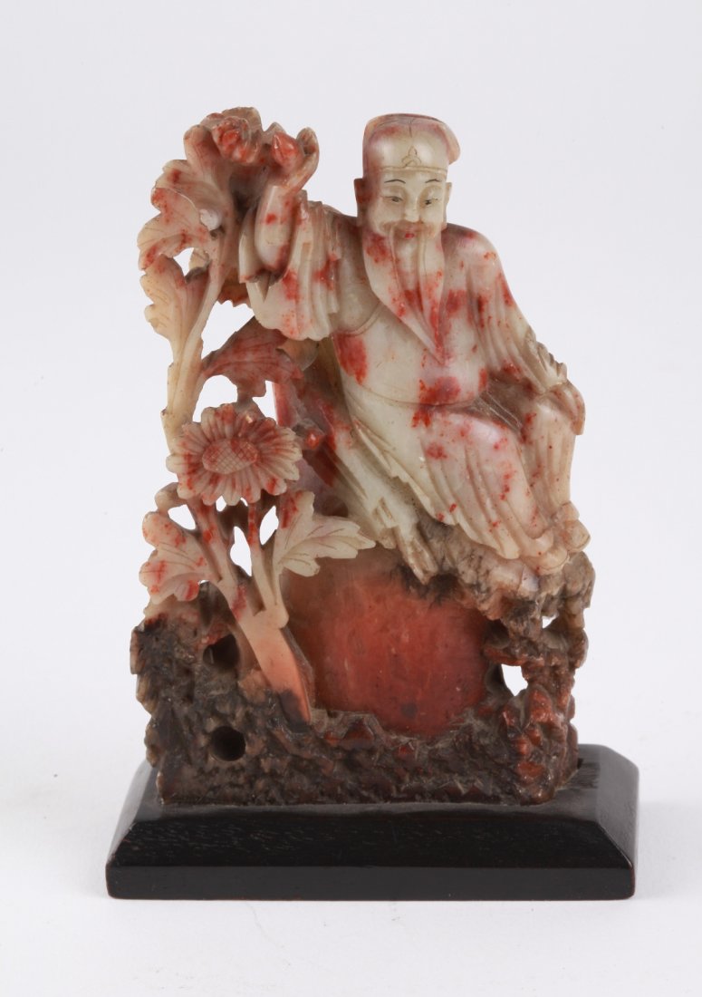 Chinese Soapstone Carved Figure Of Immortal: Chinese Soapstone Carved Figure Of Immortal Dimension: 4 1/8"H x 2 7/8"W